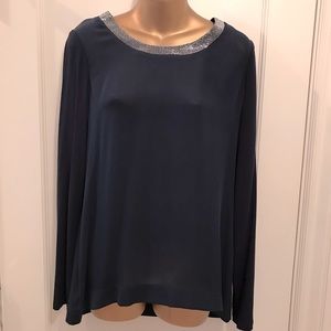Carlisle multi-textured navy top